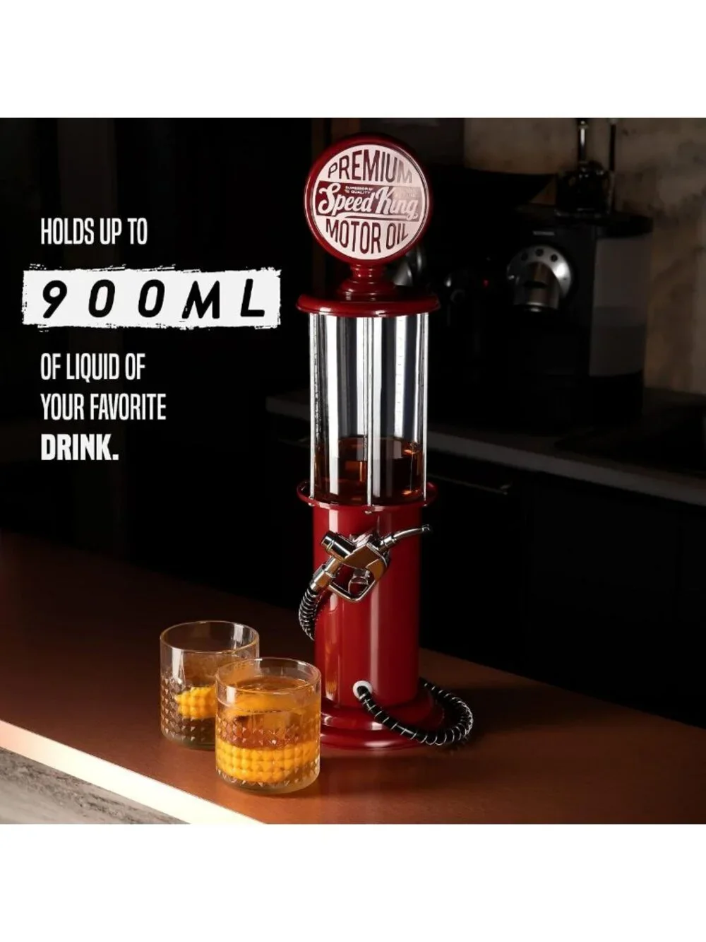 Vintage Style Pump Liquor Dispenser | 30 oz Home Bar Decanter for Cocktails